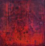 Abstract red painting titled Burn by Emma Kinlough, featuring deep crimson layers and textured surfaces that evoke warmth and