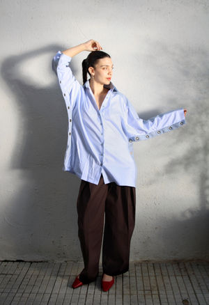Look 13 - Kimono Sleeves Buttoned Down Shirt
Tailored Pants