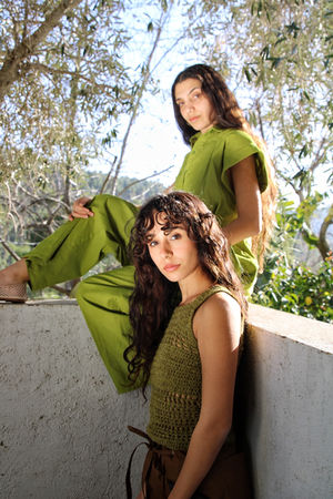 Look 1 - Crochet Top
Adjustable Short Nylon Pants

Look 2 - Boiler Overall Suit