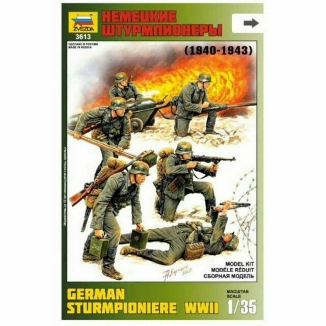 Zvezda 3613 – German Sturmpioniere WWII – Modellino In Plastica Scala 1/35 – Kit Di Montaggio Per Collezionisti – Multicolore, ZS3613