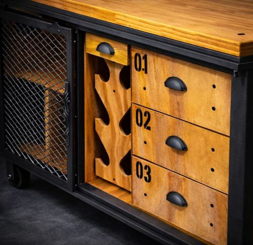 Miniatura: Mueble Industrial – Madera y hierro estructural