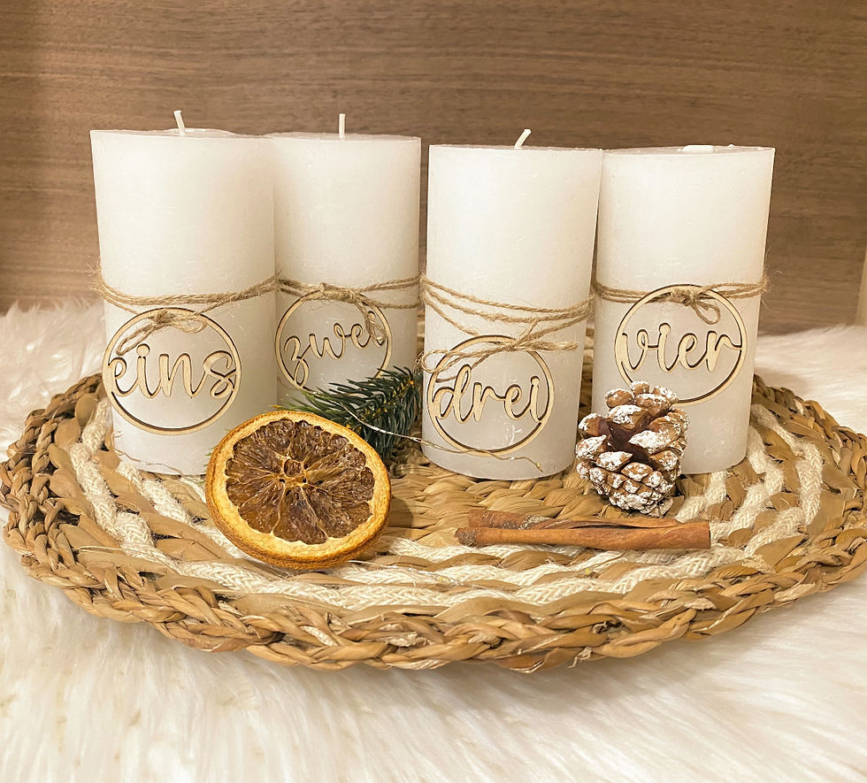 Zahlen für Adventskranz aus Holz oder Acryl, Set 1-4