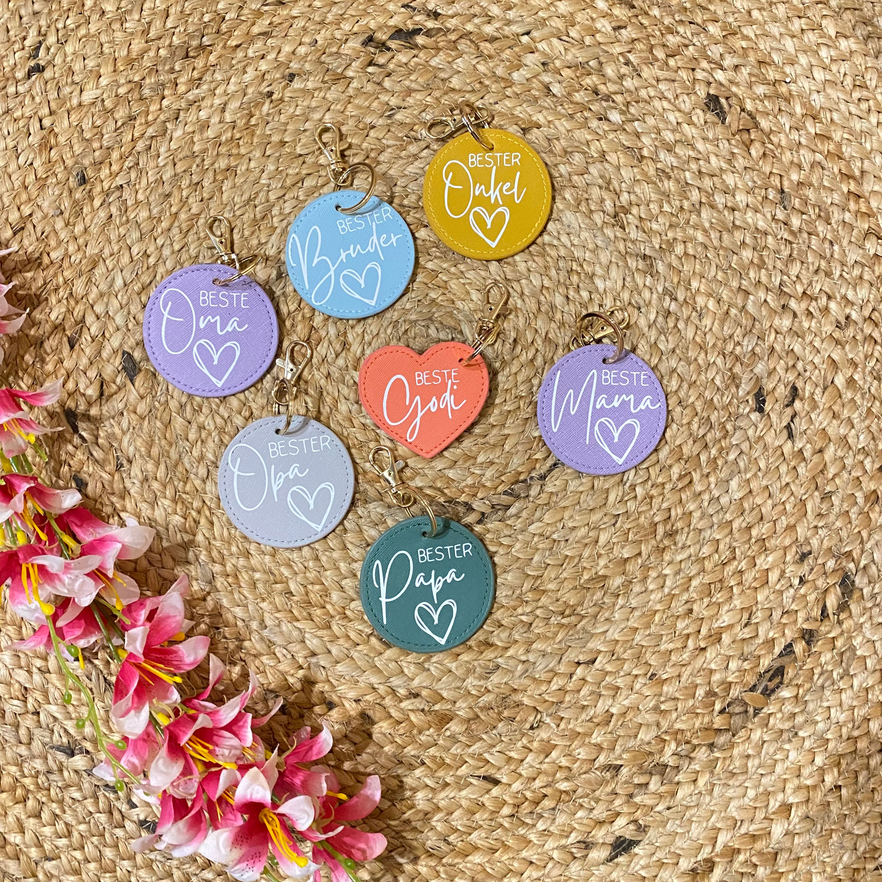 Schlüsselanhänger Leder rund