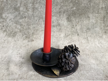 Thumbnail: Hand-Forged Iron Pine Cone Candle Holder – Rustic Winter Decor – Nature-Inspired