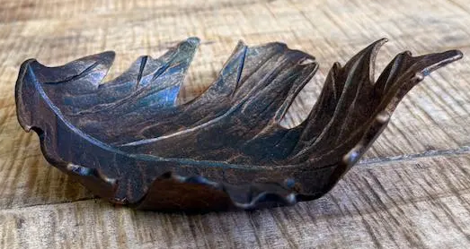 Thumbnail: Hand Forged Iron Leaf Bowl, Oak Leaf, Rustic Decor Catchall