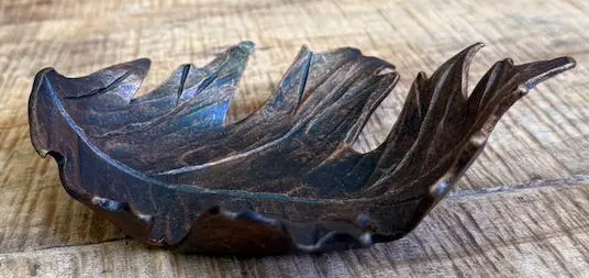 Thumbnail: Hand Forged Iron Leaf Bowl, Oak Leaf, Rustic Decor Catchall