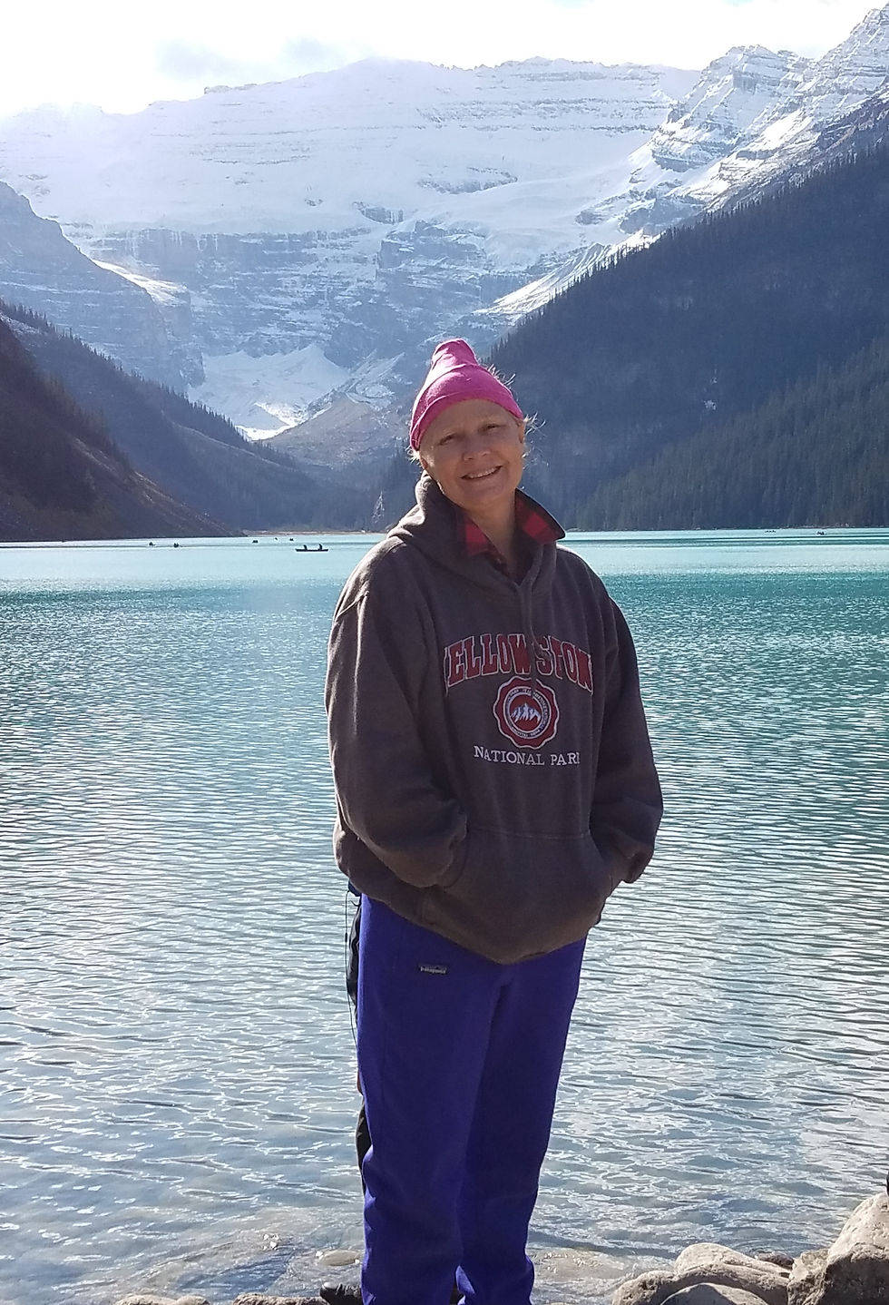 The author's cousin at a mountain lake