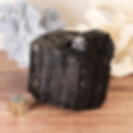 raw black tourmaline crystal front