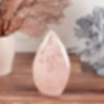 small Rose Quartz Crystal Flame front