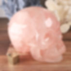 large rose quartz crystal skull right side