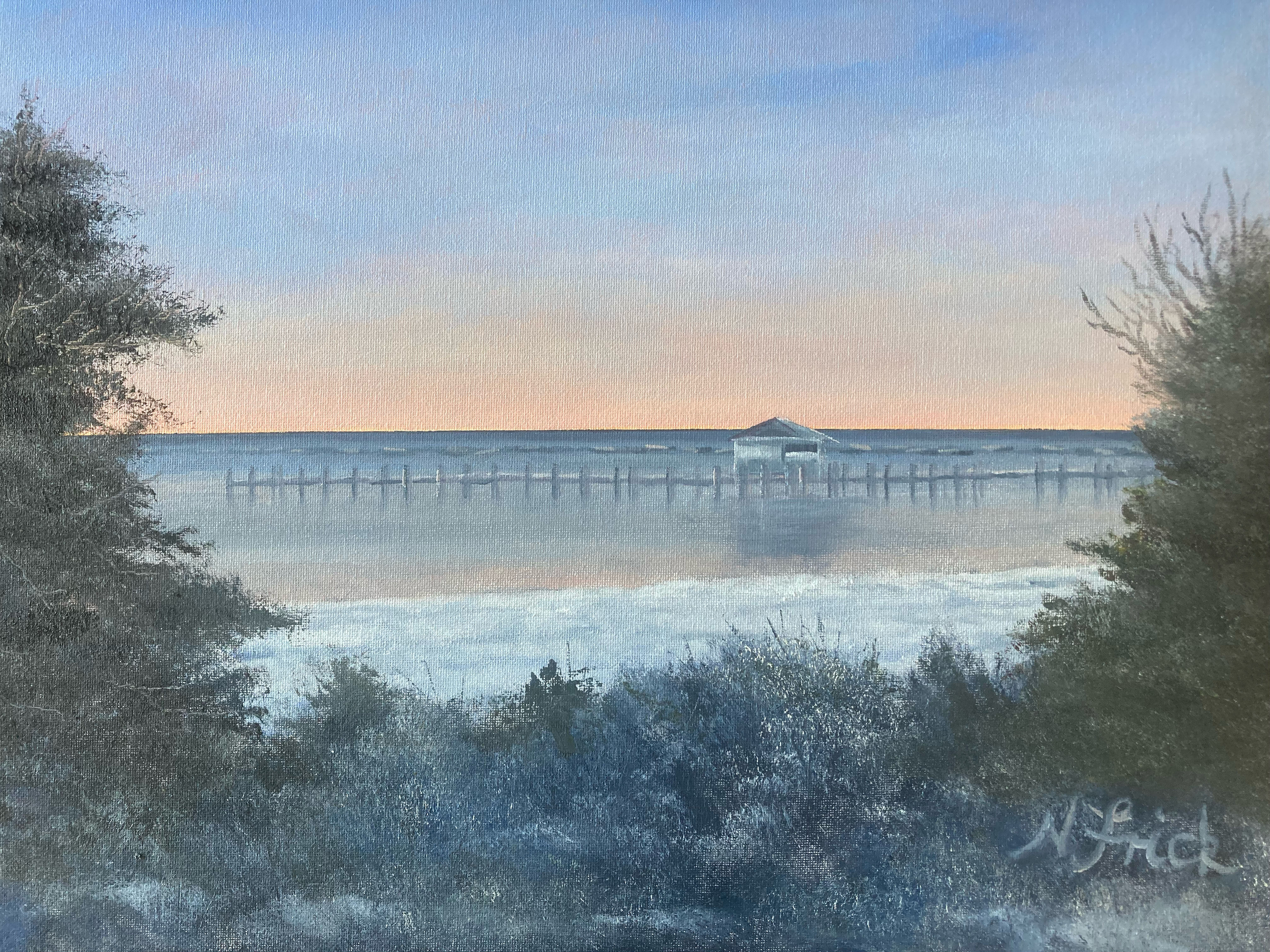 The Pier- 18x14 oil on canvas with frame 