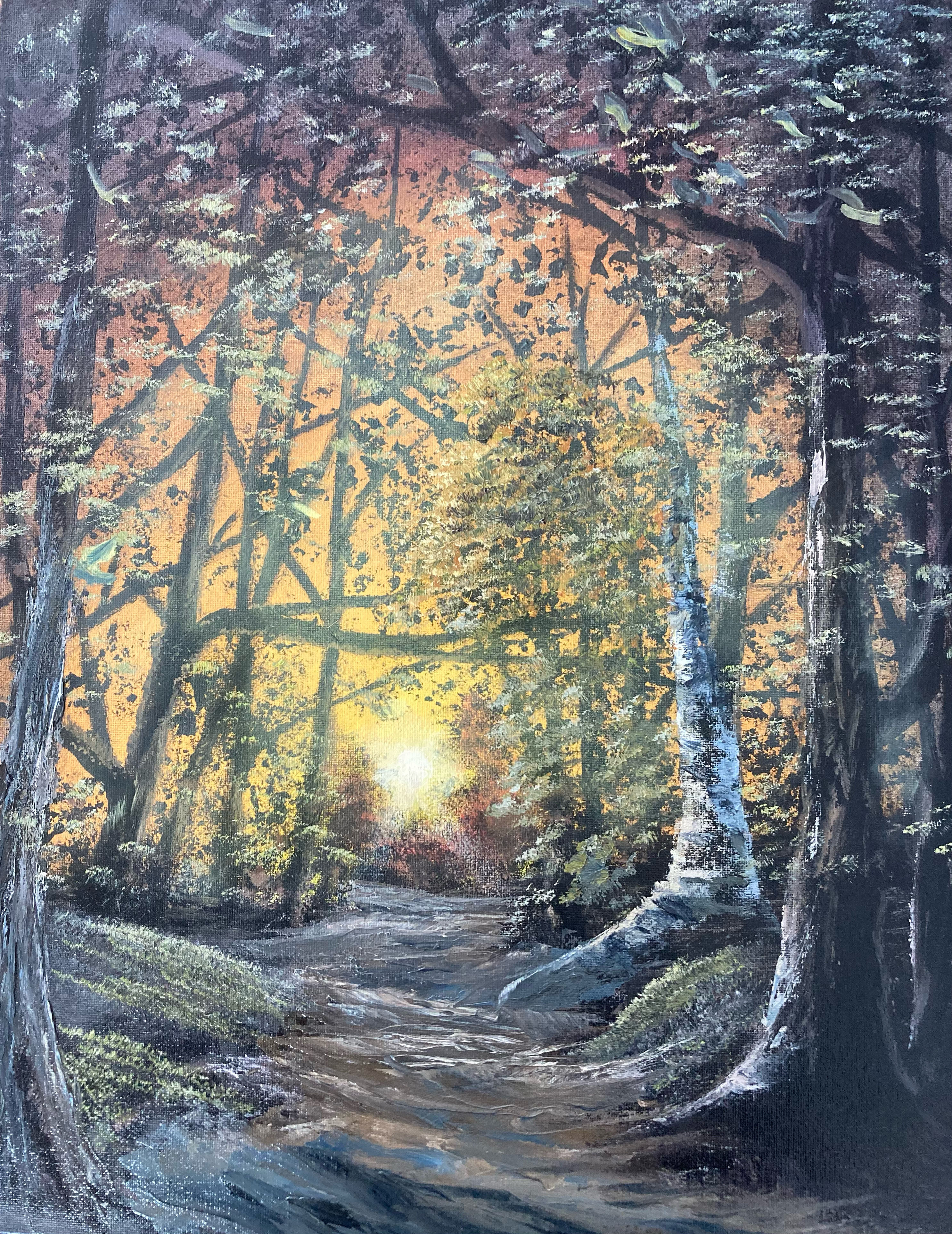 Old Birch- 14x18 oil on canvas with frame 