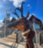 Unique artwork of scrap metal pronghorn at the Rapid City Outdoor Campus