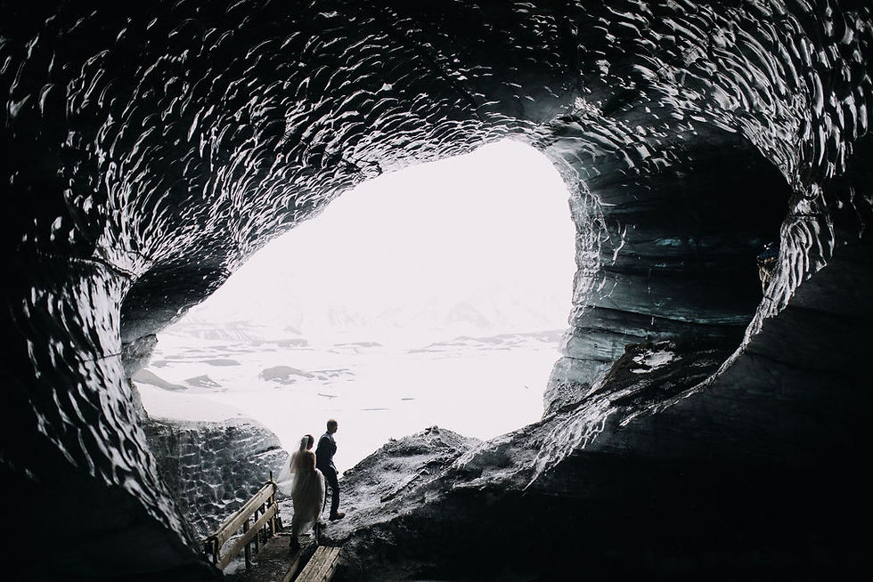 Iceland wedding photographer Kristín María captured the couple inside the glacier