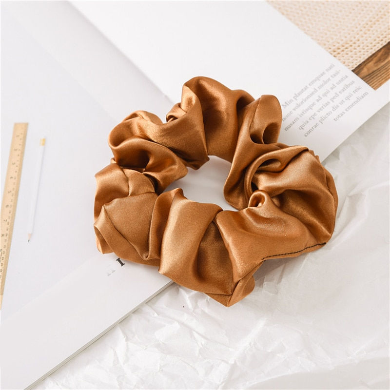 Thumbnail: 1PC Satin Silk Solid Color Scrunchies
