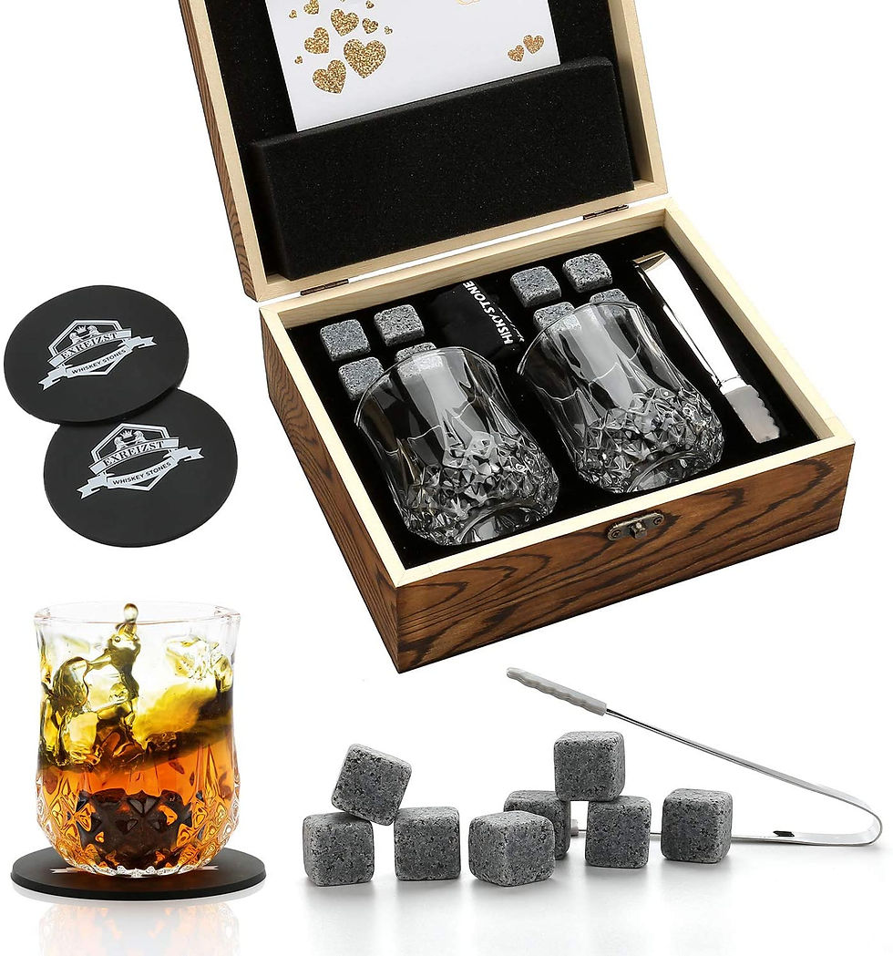 Thumbnail: Whiskey Stones & Glasses Set, Granite Ice Cube for Whisky for Dad, Husband, Men