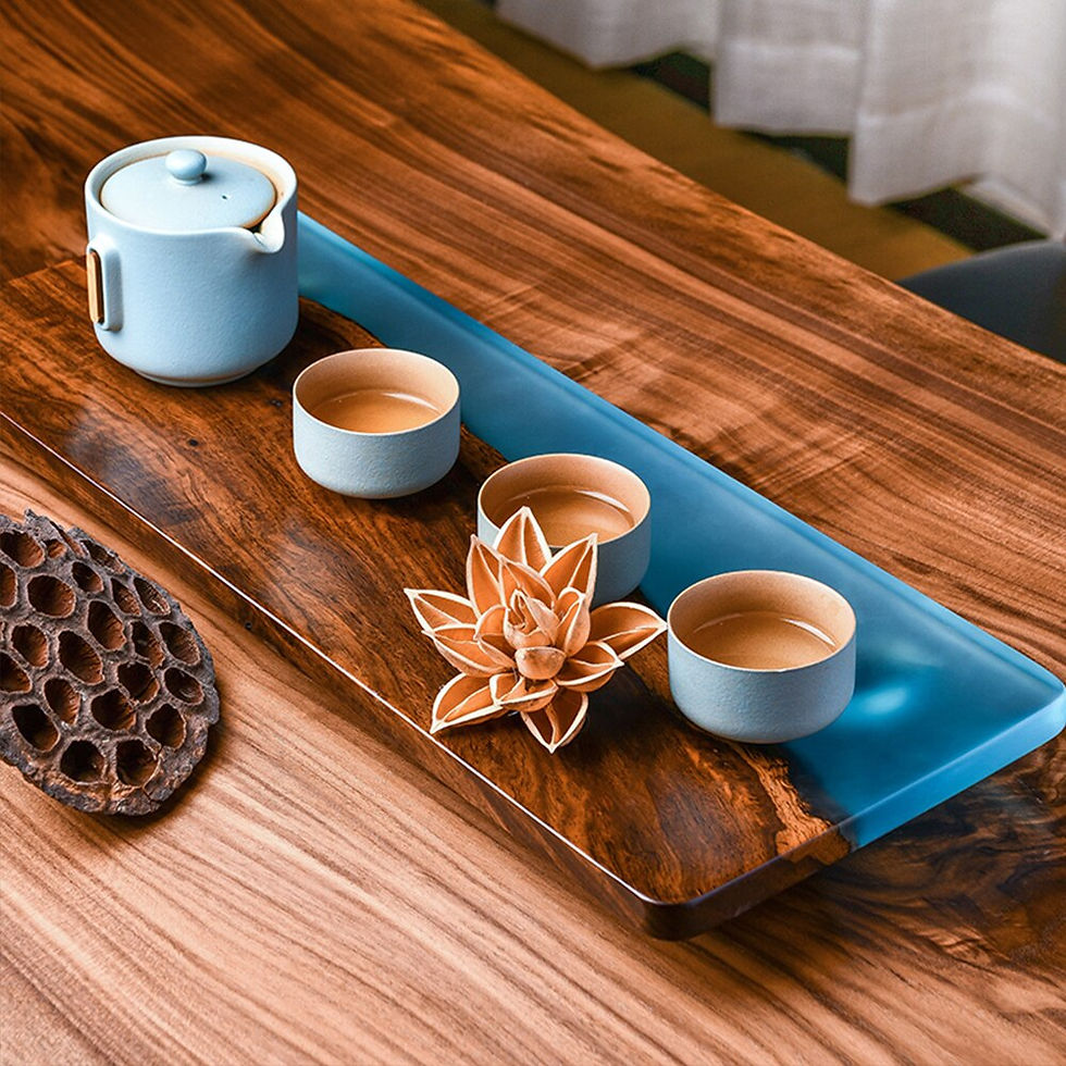 Thumbnail: Handmade Wooden Resin Serving Tray 24"x 9.5"Inches