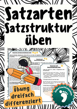 Arbeitsblätter - Satzarten und Satzstruktur üben, Hauptsatz und Nebensatz – 3fach differenziert -