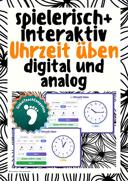 🕐 Uhrzeit üben (analog und digital) – interaktives Spiel für Whiteboard / Tablet