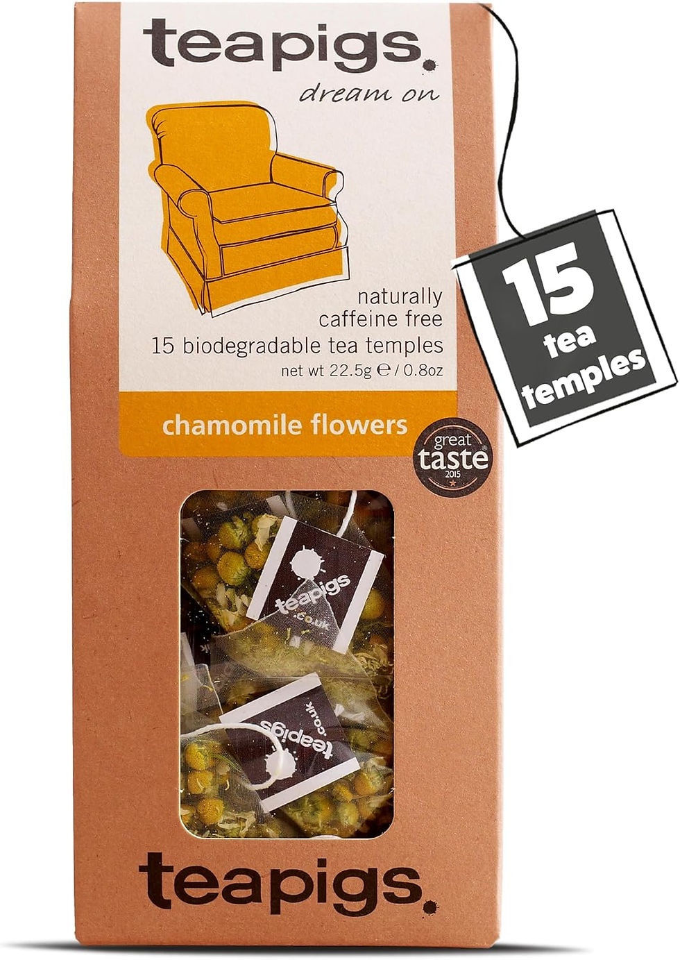 Thumbnail: teapigs Chamomile Tea Bags - Whole Chamomile Flowers - Caffeine-Free Herbal Inf