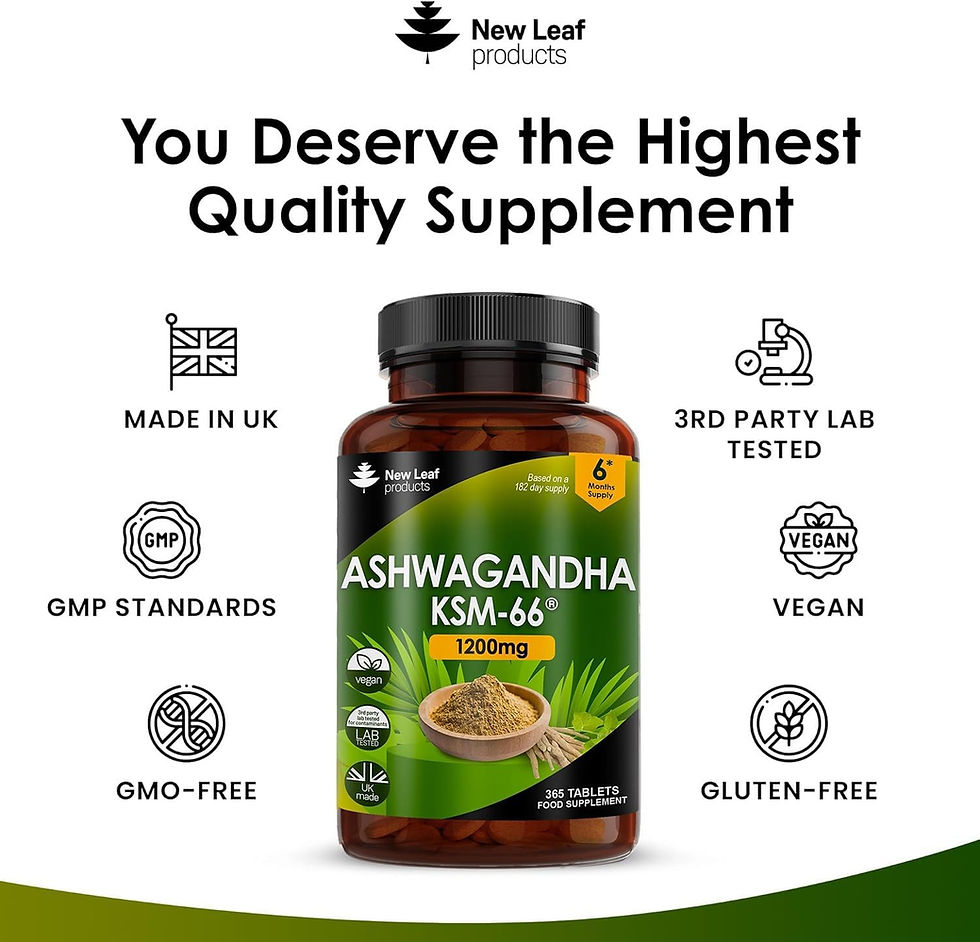 Thumbnail: Ashwagandha KSM 66-365 (6 Months Supply) 1200mg Vegan Tablets Pure High Strengt