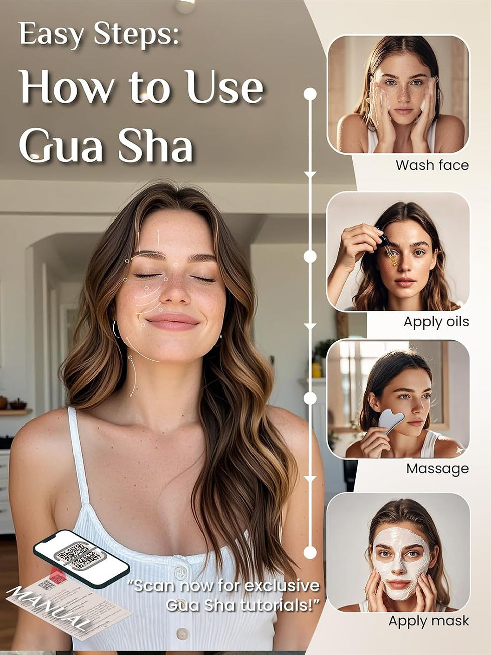 Thumbnail: Rena Chris Gua Sha Facial Tool, Stainless Steel Gua Sha Board for SPA Acupunctu
