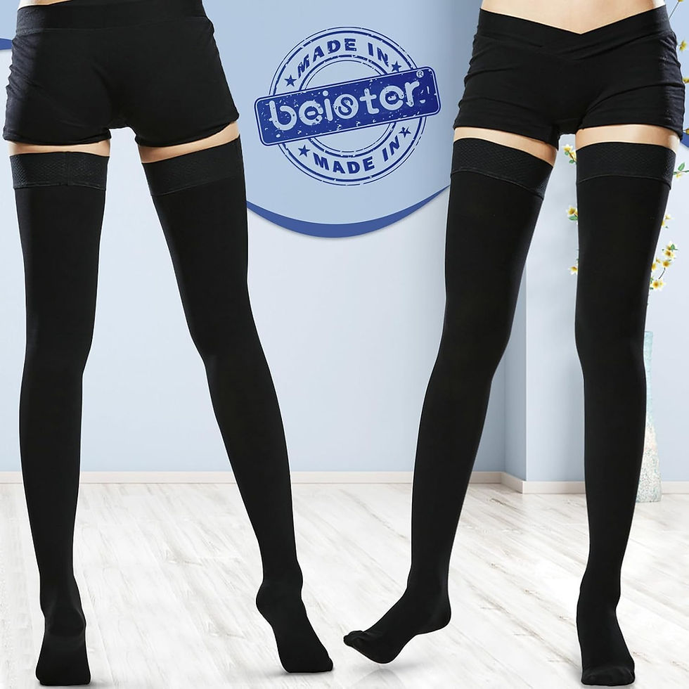 Thumbnail: Beister Medical Closed Toe Thigh High Compression Stockings with Silicone Band 