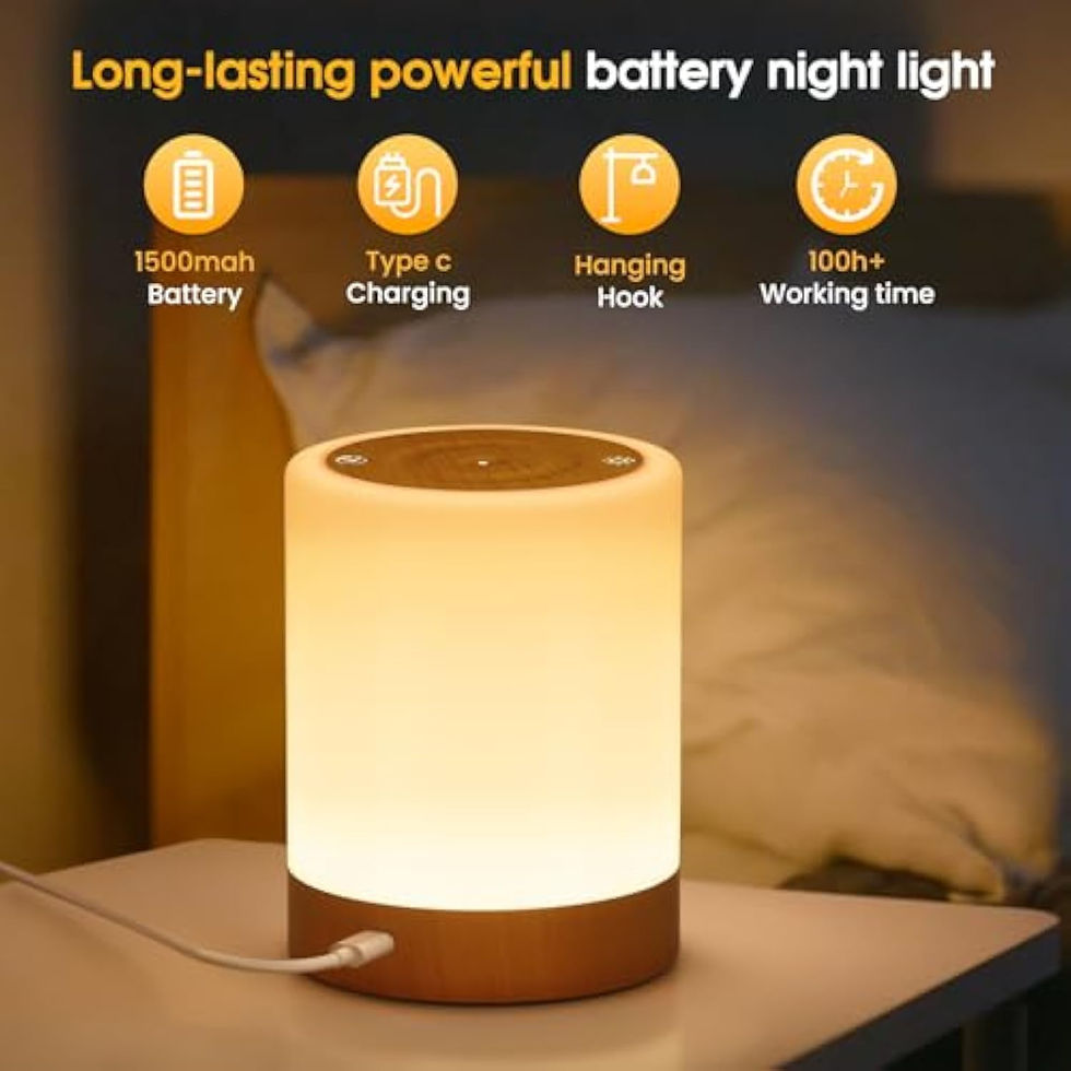 Thumbnail: ONEWAY Night Light, USB Rechargeable Touch Control Bedside Lamp with 256 Colour