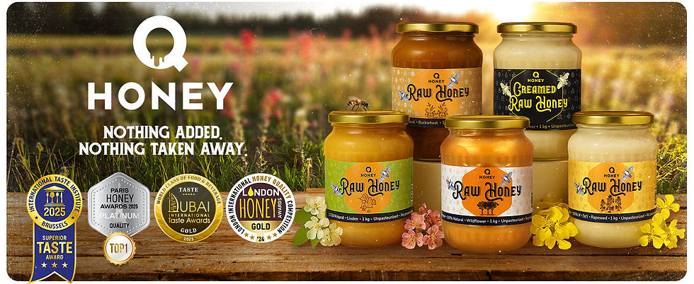 Thumbnail: Q Honey Pure, Raw Honey, Unpasteurised 1kg - Gold Award Winner of the 2024 Lond