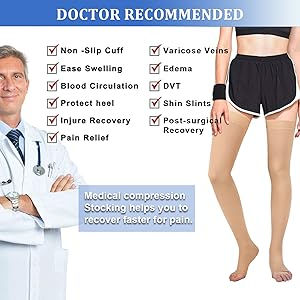 Thumbnail: Evolyline Medical Open Toe Thigh High Compression Socks for Women & Men