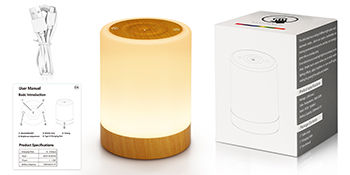 Thumbnail: ONEWAY Night Light, USB Rechargeable Touch Control Bedside Lamp with 256 Colour