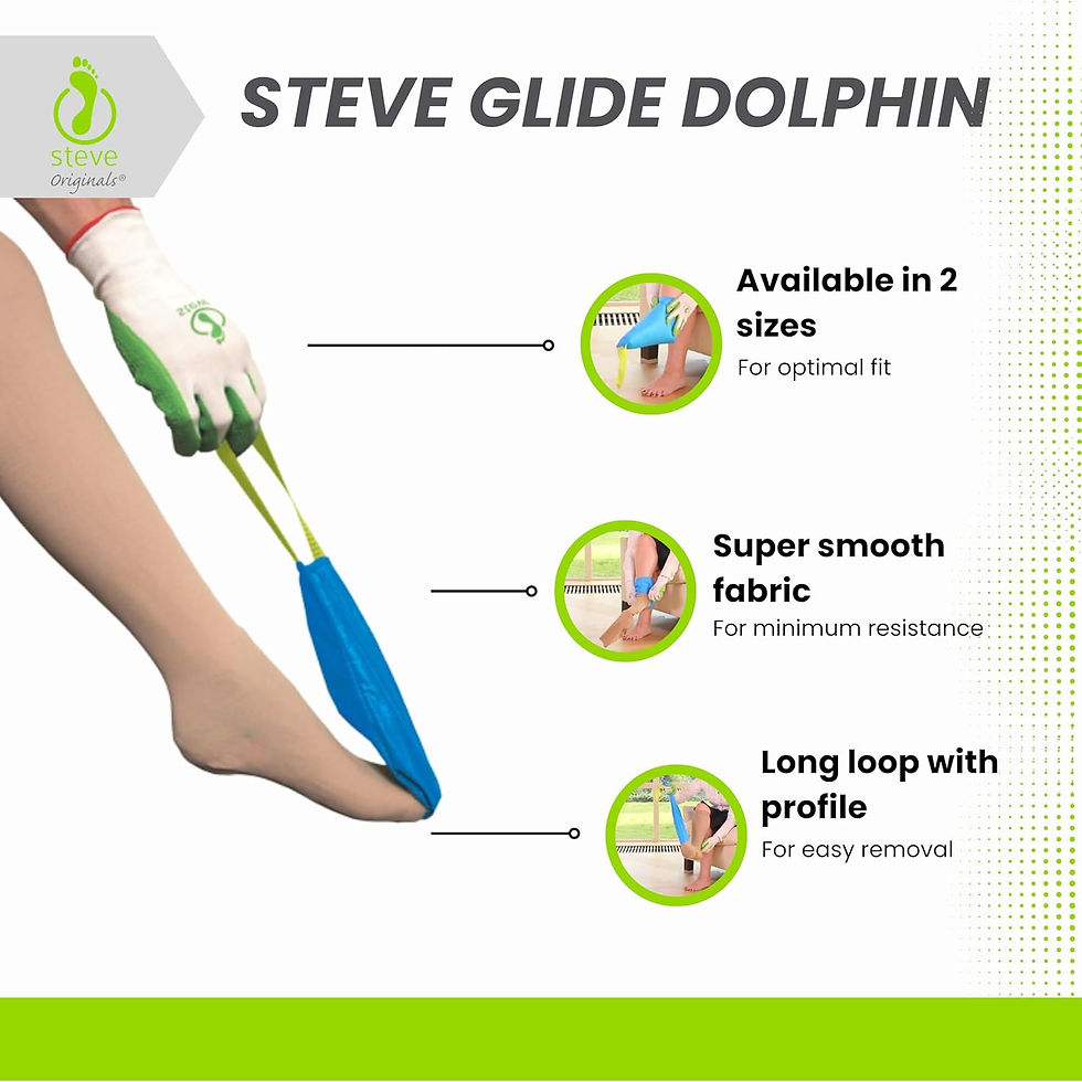 Thumbnail: STEVE Glide Dolphin Stocking aid for Easy donning and Doffing Open Toe Socks Aid