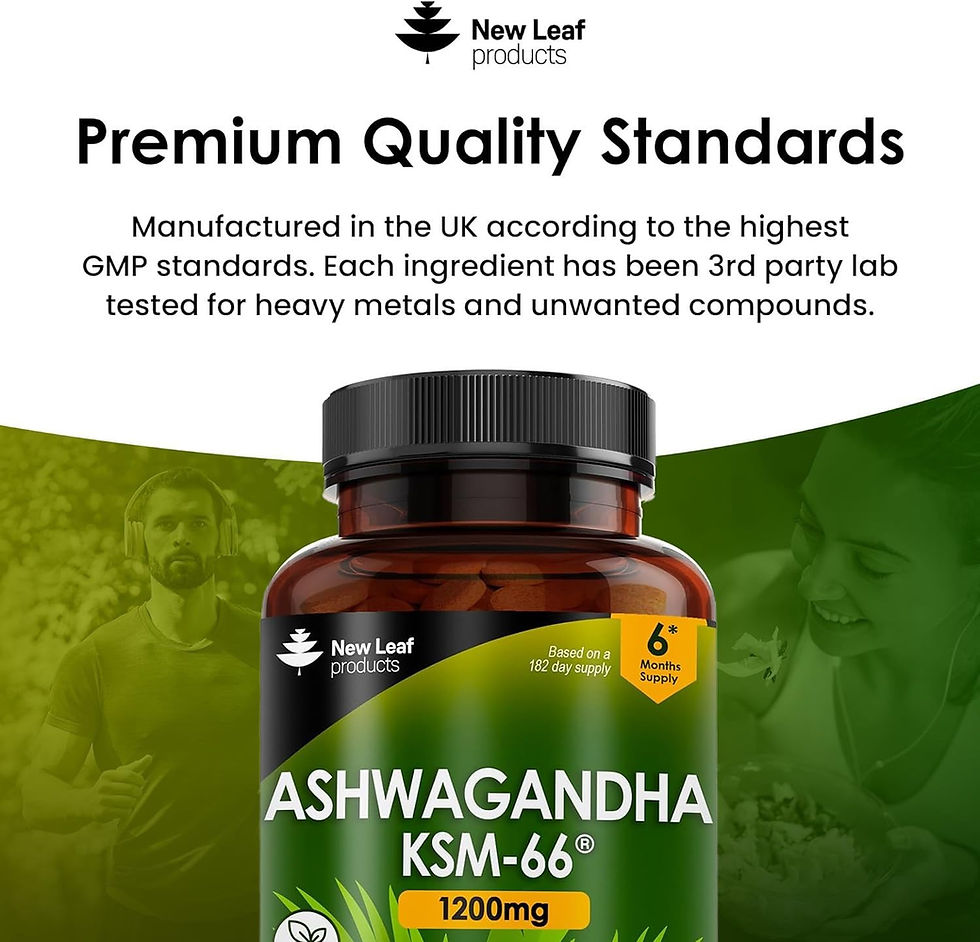 Thumbnail: Ashwagandha KSM 66-365 (6 Months Supply) 1200mg Vegan Tablets Pure High Strengt