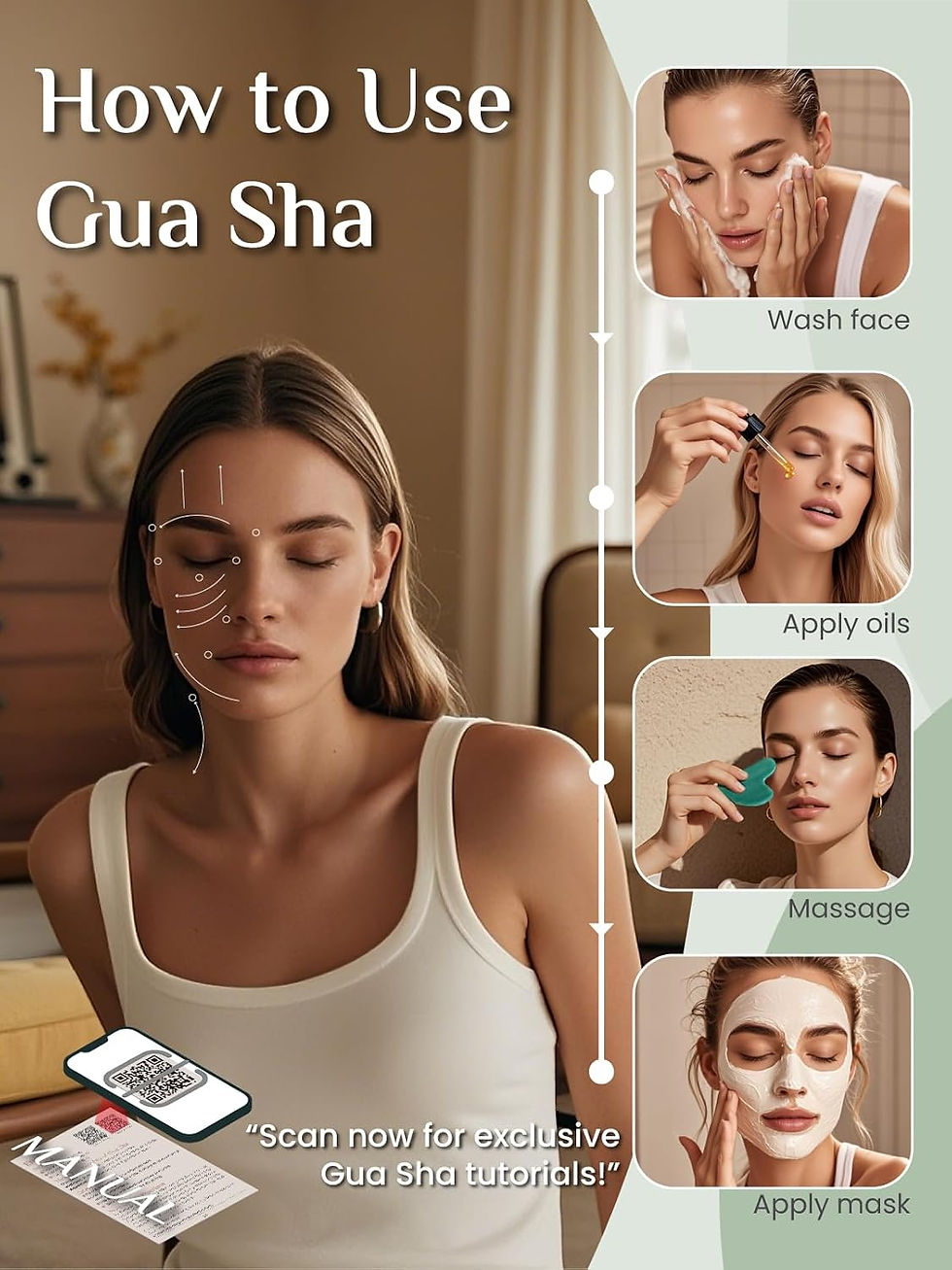 Thumbnail: Rena Chris Gua Sha Facial Tool, Stainless Steel Gua Sha Board for SPA Acupunctu