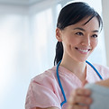 Nurse comforting patient