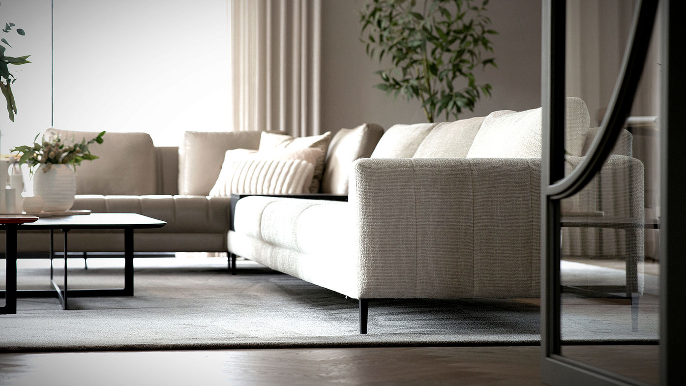 interieurfotograaf Amsterdam - Beige modulaire bank in moderne woonkamer