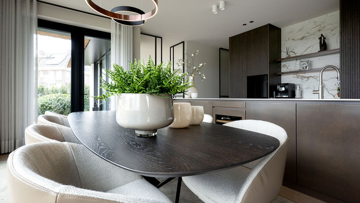 interieurfotografie Zaandam - Moderne eetkamertafel met stoelen, interieurdesign