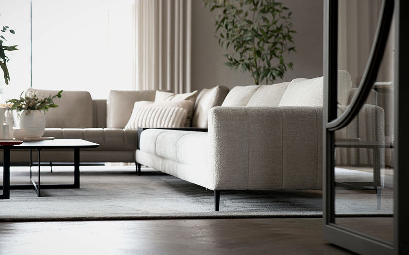 ​interieurfotografie Zaandam - Beige hoekbank in moderne woonkamer