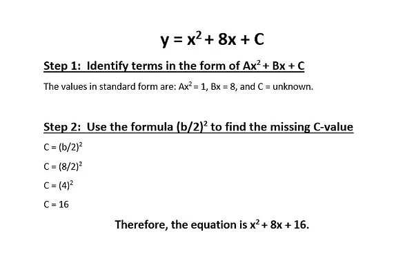 Missing C Value Quadratics