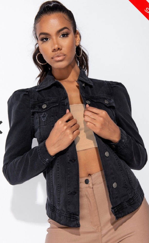 Thumbnail: Puff Sleeve Denim Jacket