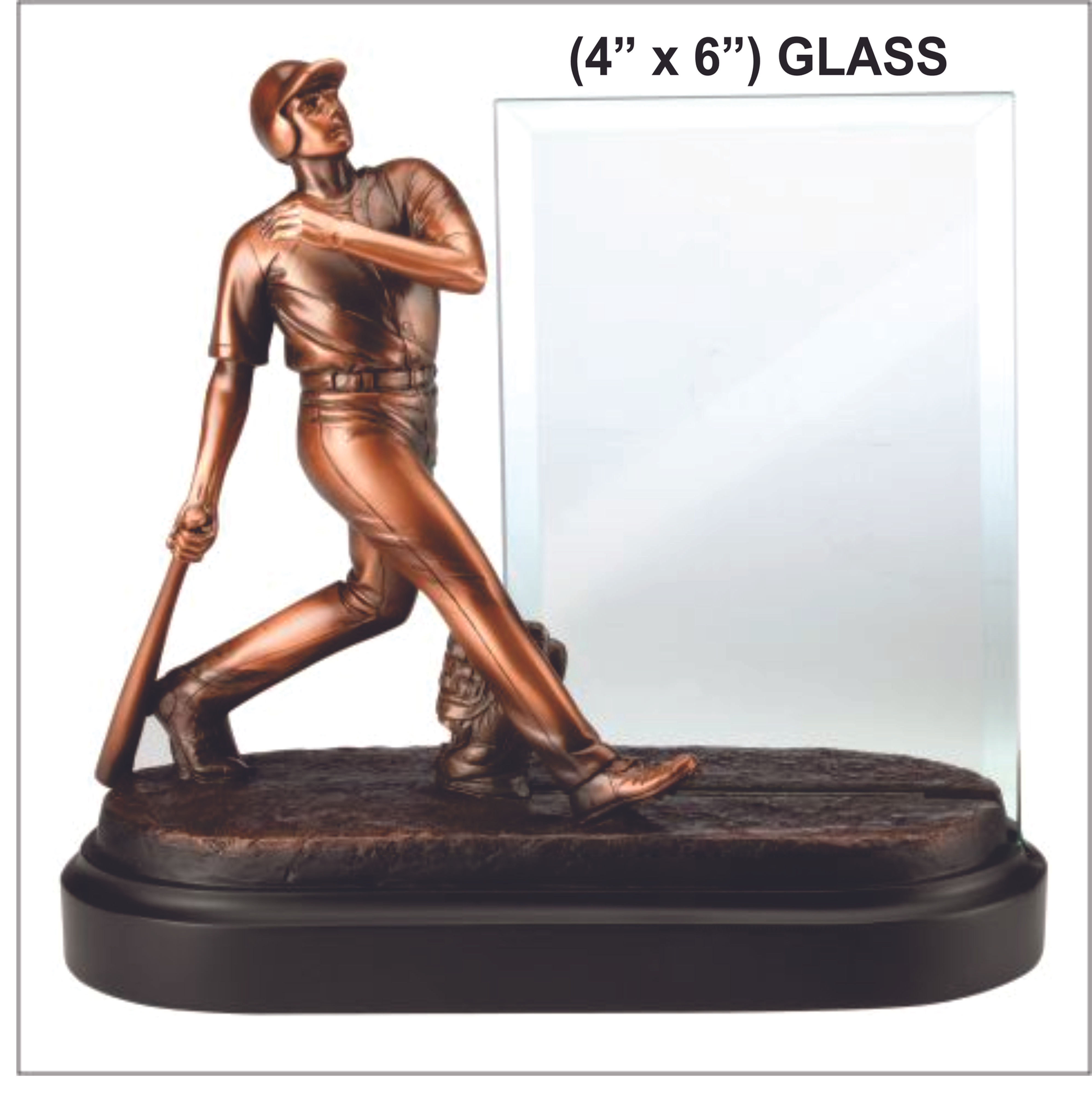 Baseball Batter Resin with 4" x 6" Engraving Glass  (RFB308)