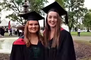 2 girls enjoying graduation ceremony at La Trobe University