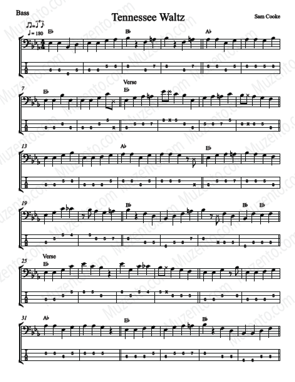 Thumbnail: Tennessee Waltz -  Sam Cooke - TAB & Notation