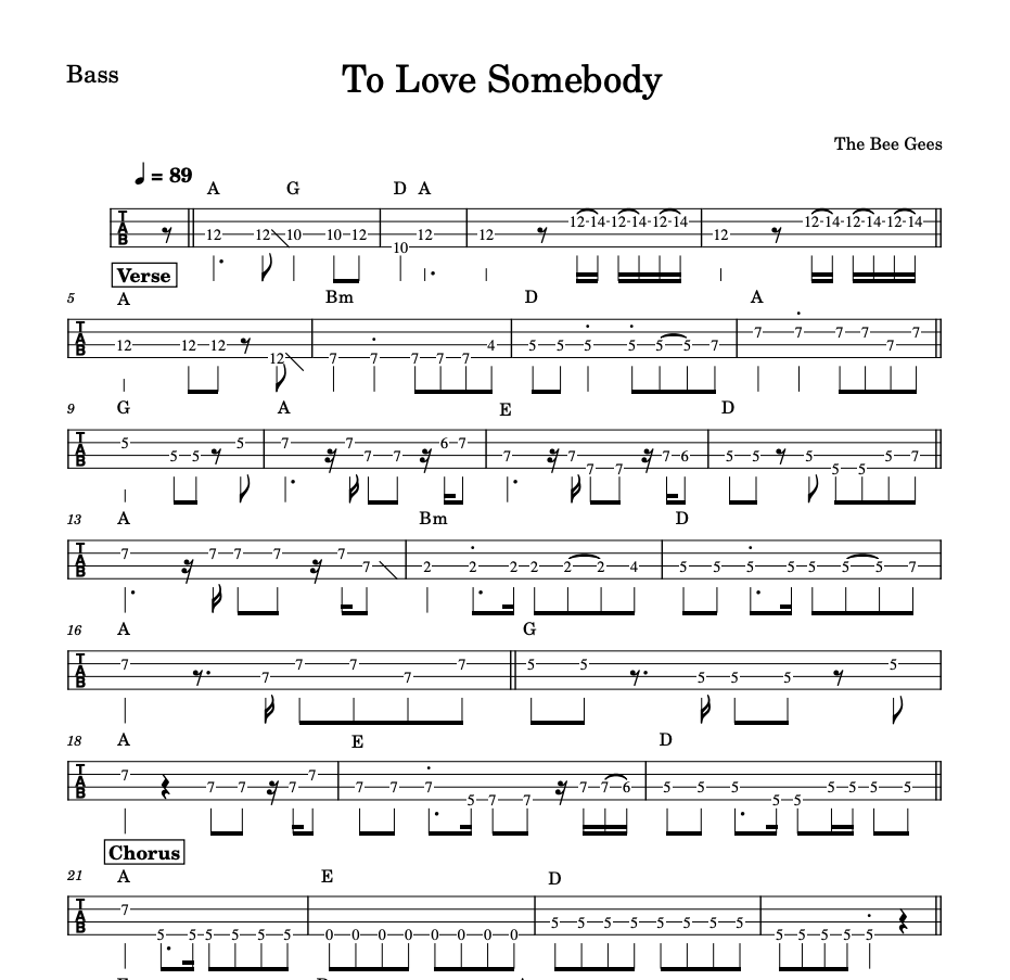 Thumbnail: To Love Somebody -  Bee Gees - TAB & Notation