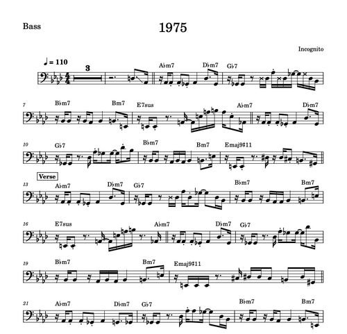 1975 - Incognito - Standard Notation | Greg's Transcripts
