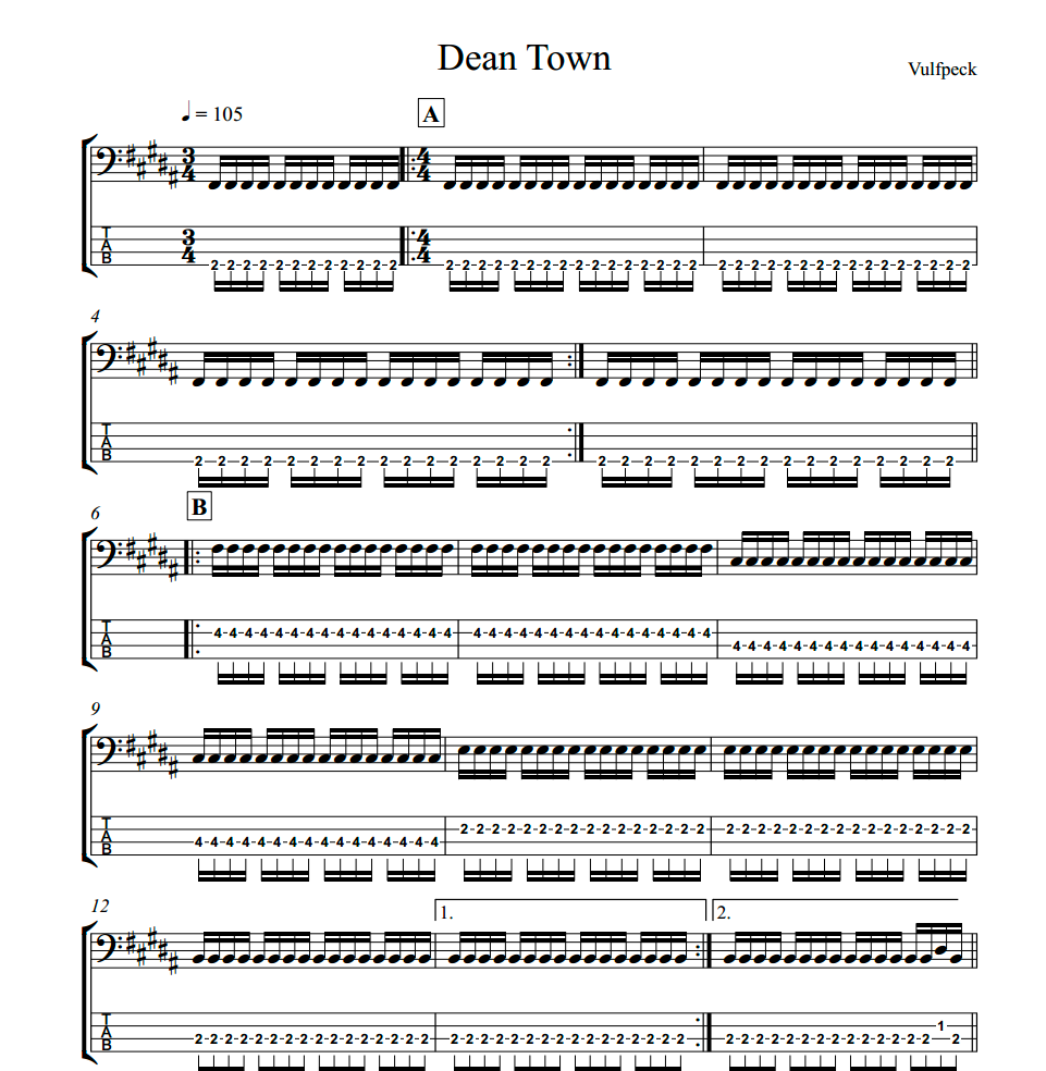 Thumbnail: Dean Town - Vulfpeck - TAB & Notation