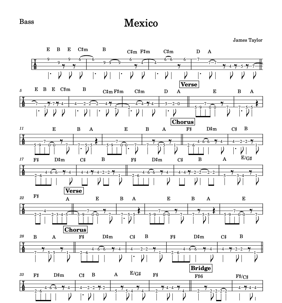 Thumbnail: Mexico -  James Taylor - TAB & Notation