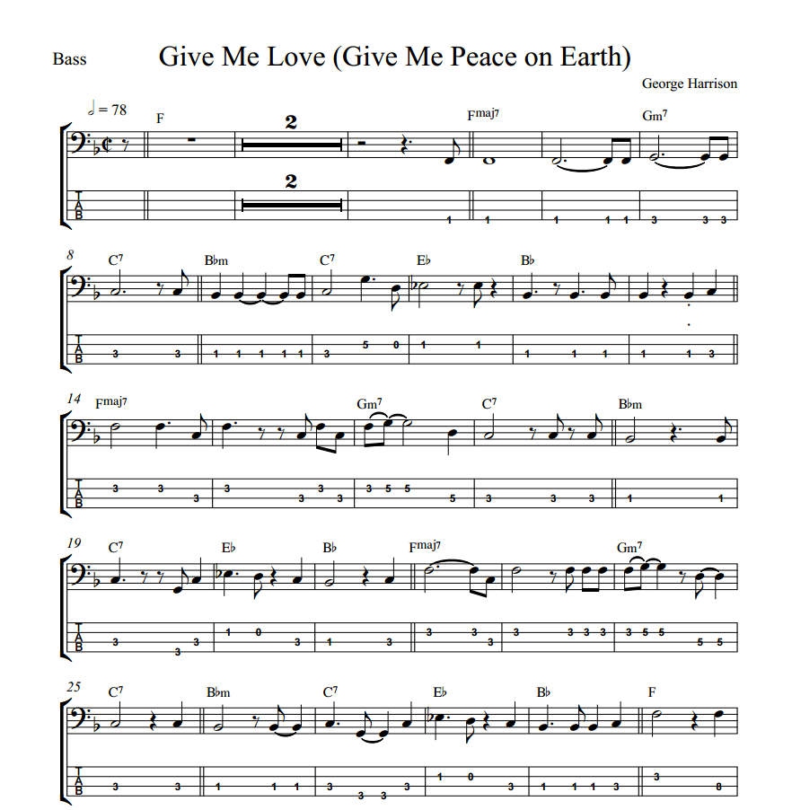 Thumbnail: Give Me Love (Give Me Peace on Earth) - George Harrison - TAB & Notation