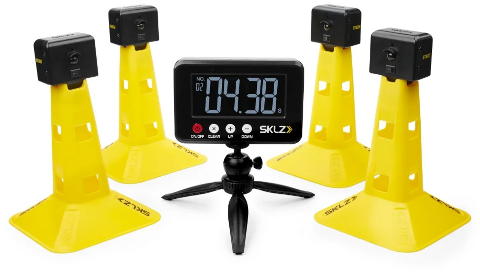 שטח אימונים עם משטח אימונים, צהובים וטיימר