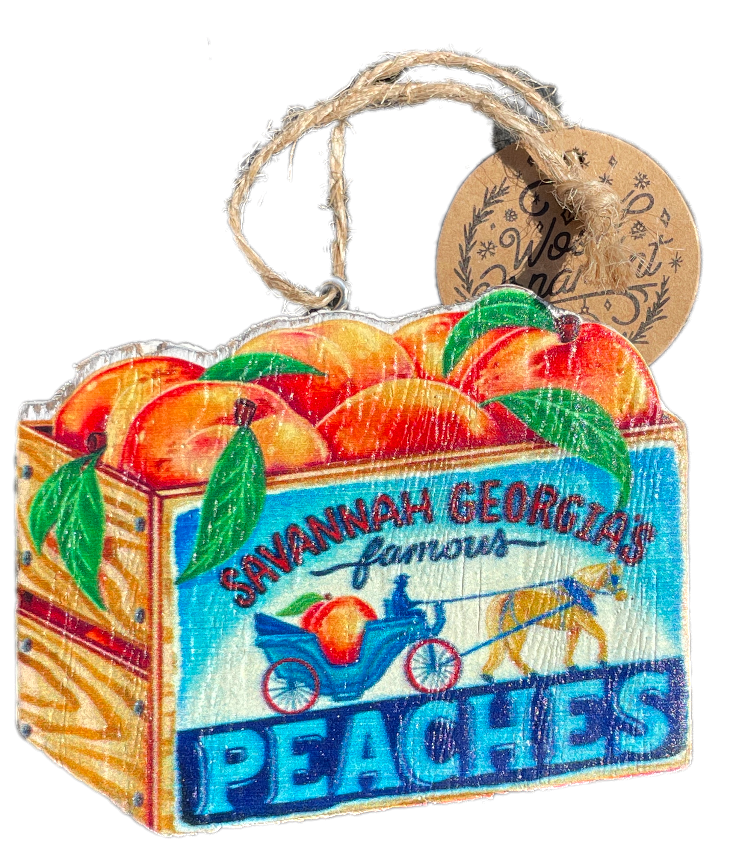 Savannah Peach Crate Wooden Ornament